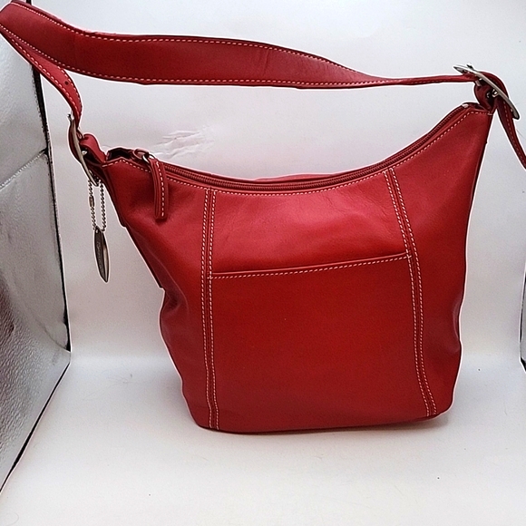 Tignanello Pebbled Leather Shoulder Bag Red NWOT - Picture 1 of 13